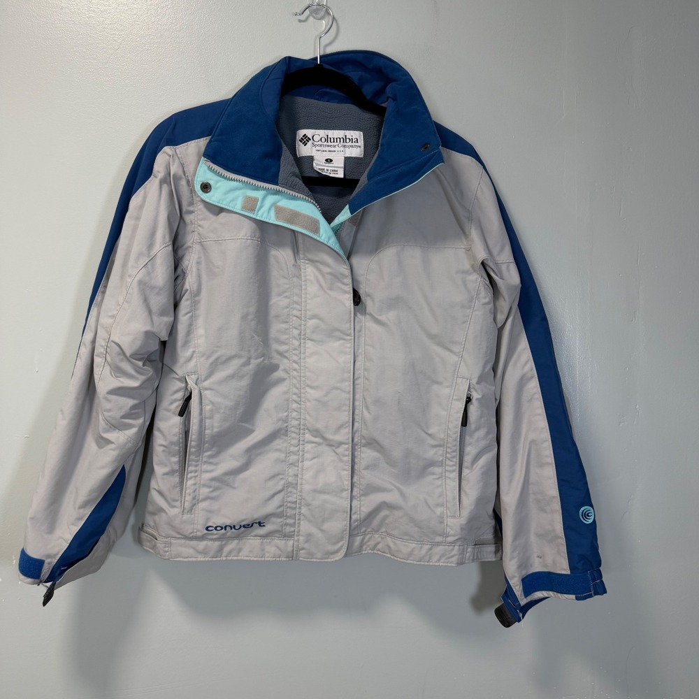 Columbia Sportswear Convert Womens Gray Blue Ski Jacket VL3070 Small Winter